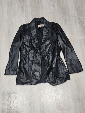Jean Pierre Black Leather Button-Front Jacket